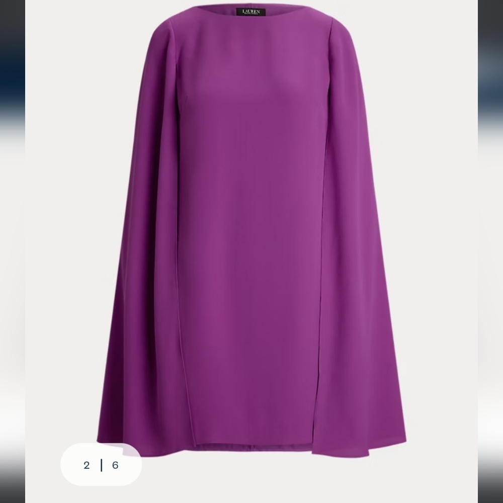 Lauren Cape Georgette Cocktail Dress